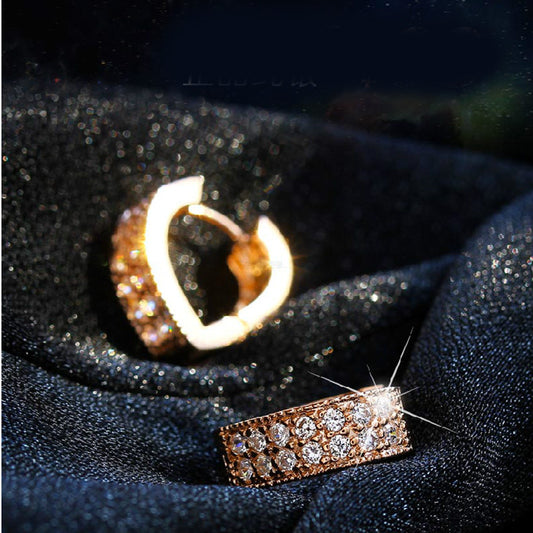 Double-Row V-Heart Diamond-Style Earrings