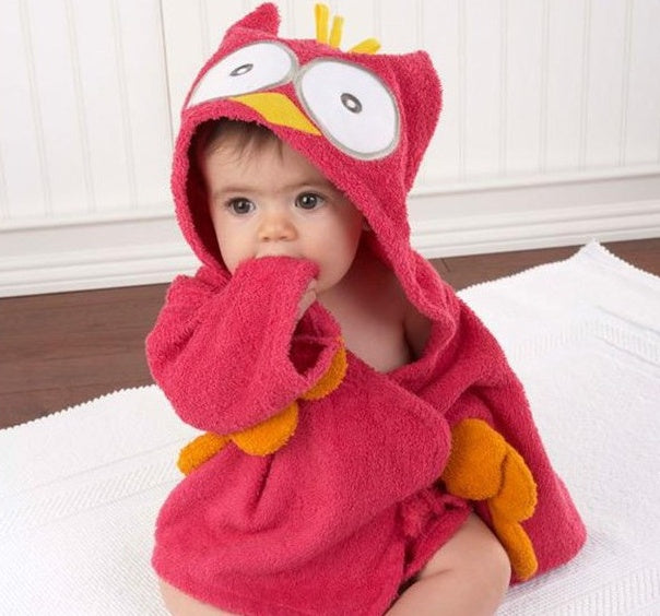 Hooded Baby Bathrobe – 100% Cotton, Cute Animal Design (0–3 Years)