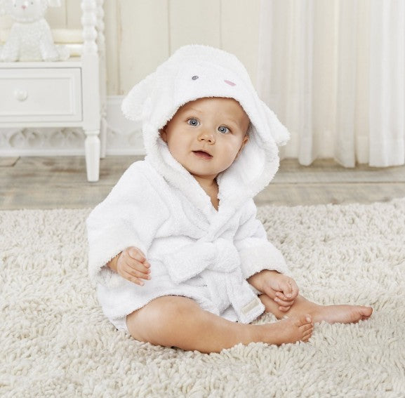 Hooded Baby Bathrobe – 100% Cotton, Cute Animal Design (0–3 Years)