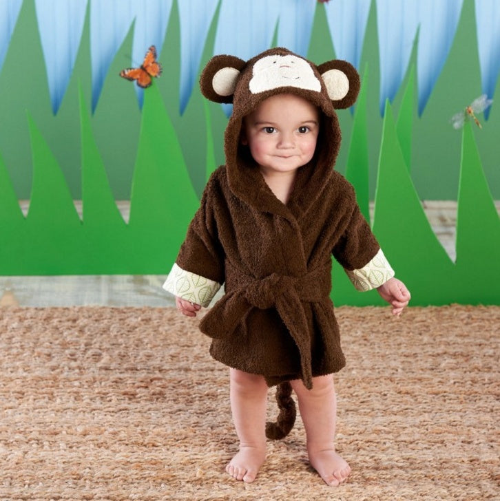 Hooded Baby Bathrobe – 100% Cotton, Cute Animal Design (0–3 Years)