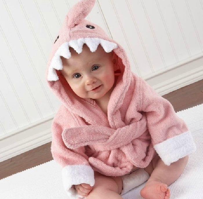 Hooded Baby Bathrobe – 100% Cotton, Cute Animal Design (0–3 Years)