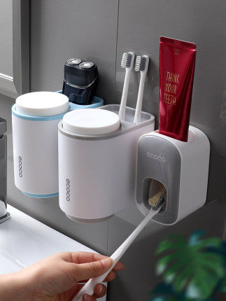 Wall-Mount Smart Toothpaste Dispenser & Toothbrush Organizer – Touch-Free, Space-Saving