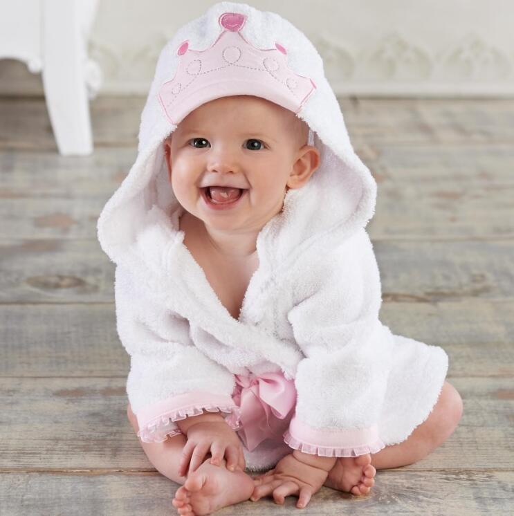 Hooded Baby Bathrobe – 100% Cotton, Cute Animal Design (0–3 Years)