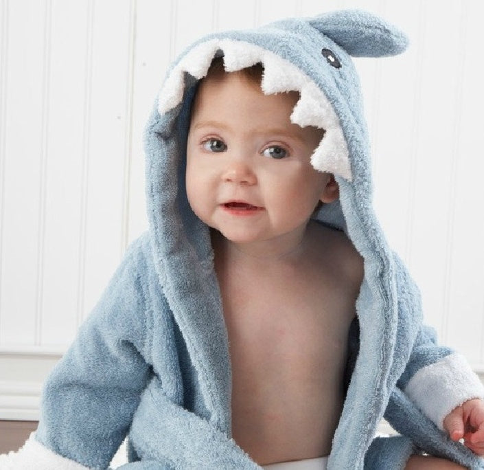 Hooded Baby Bathrobe – 100% Cotton, Cute Animal Design (0–3 Years)