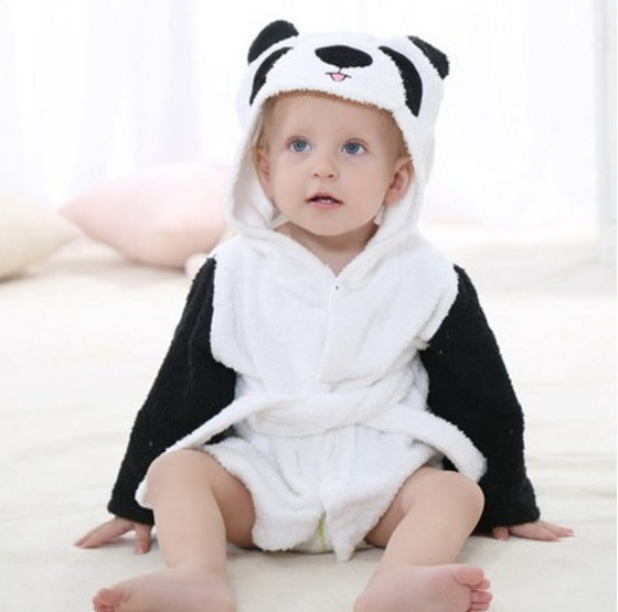 Hooded Baby Bathrobe – 100% Cotton, Cute Animal Design (0–3 Years)
