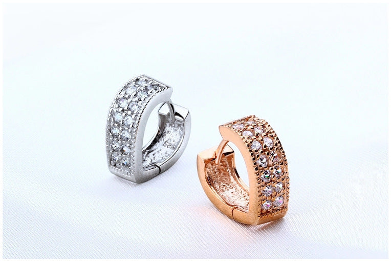 Double-Row V-Heart Diamond-Style Earrings