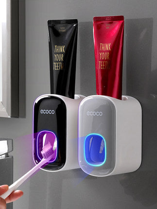 Wall-Mount Smart Toothpaste Dispenser & Toothbrush Organizer – Touch-Free, Space-Saving