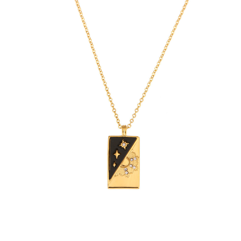 Stainless Steel Diagonal Shell Sun Necklace