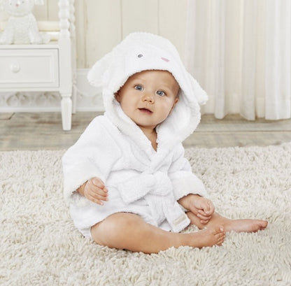 Hooded Baby Bathrobe – 100% Cotton, Cute Animal Design (0–3 Years)