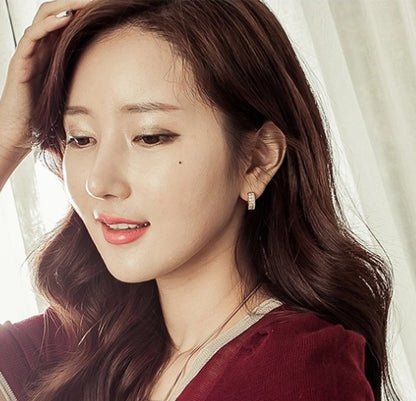Double-Row V-Heart Diamond-Style Earrings