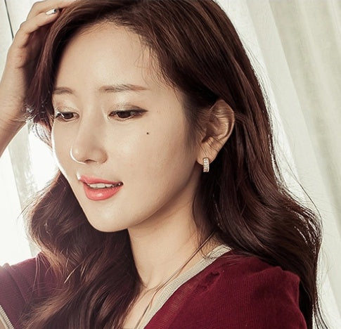 Double-Row V-Heart Diamond-Style Earrings